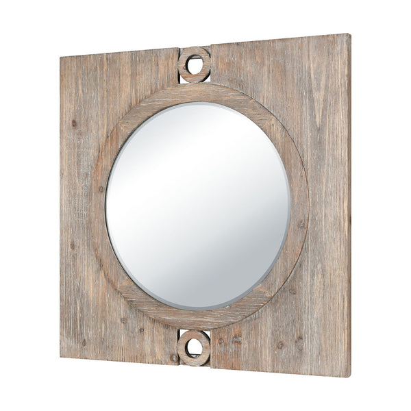 Atlas Nollen Coastal-Inspired Wall Mirror - Porthole Design in Weathered Brown for Any Room Decor MI11069-01