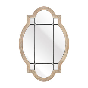 Atlas Odette Vintage-Inspired Elongated Oval Wall Mirror with Weathered Grey Frame & Black Grill Accent MI11070-01