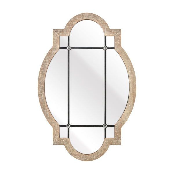 Atlas Odette Vintage-Inspired Elongated Oval Wall Mirror with Weathered Grey Frame & Black Grill Accent MI11070-01