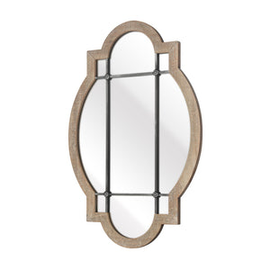 Atlas Odette Vintage-Inspired Elongated Oval Wall Mirror with Weathered Grey Frame & Black Grill Accent MI11070-01