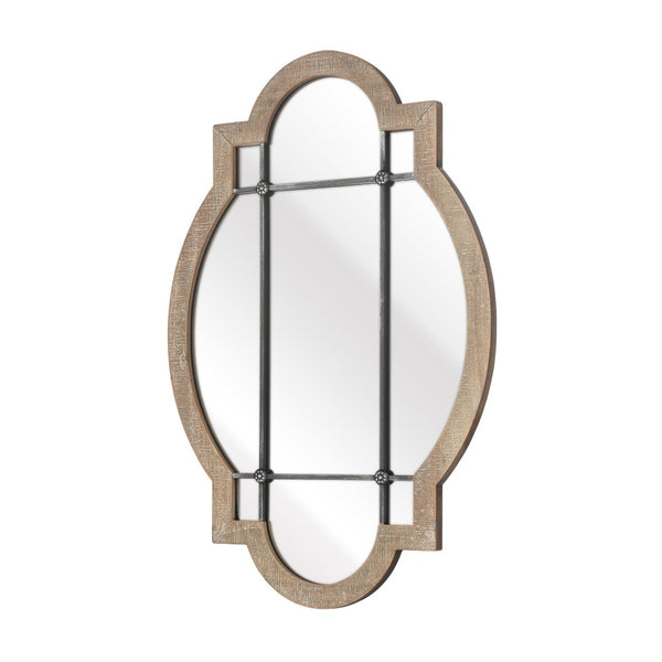 Atlas Odette Vintage-Inspired Elongated Oval Wall Mirror with Weathered Grey Frame & Black Grill Accent MI11070-01