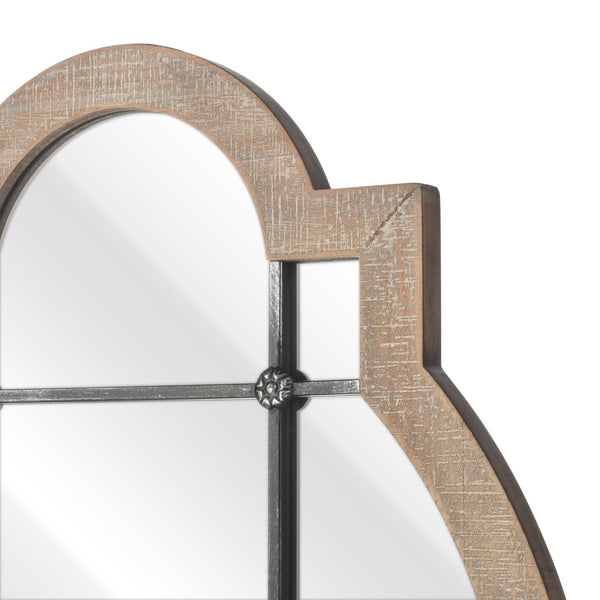 Atlas Odette Vintage-Inspired Elongated Oval Wall Mirror with Weathered Grey Frame & Black Grill Accent MI11070-01