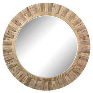 Atlas Oversized Round Wall Mirror - Stunning Natural Wood Frame for Elegant Spaces & Dramatic Decor Accent MI11072-01