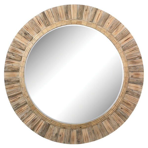 Atlas Oversized Round Wall Mirror - Stunning Natural Wood Frame for Elegant Spaces & Dramatic Decor Accent MI11072-01