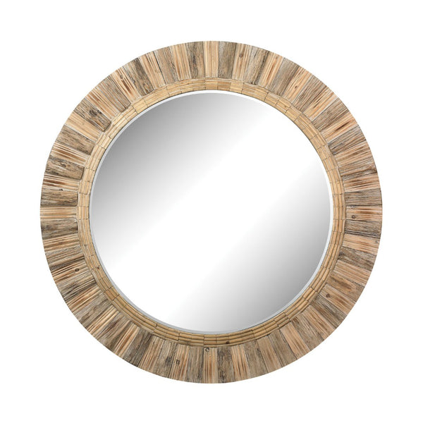 Atlas Oversized Round Wall Mirror - Stunning Natural Wood Frame for Elegant Spaces & Dramatic Decor Accent MI11072-01