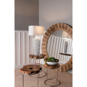 Atlas Oversized Round Wall Mirror - Stunning Natural Wood Frame for Elegant Spaces & Dramatic Decor Accent MI11072-01
