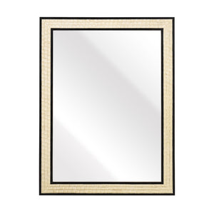 Atlas Sana Mirror - Elegant Rectangular Wall Decor with Glossy Ivory Finish and Striking Black Edges MI11078-01