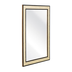 Atlas Sana Mirror - Elegant Rectangular Wall Decor with Glossy Ivory Finish and Striking Black Edges MI11078-01