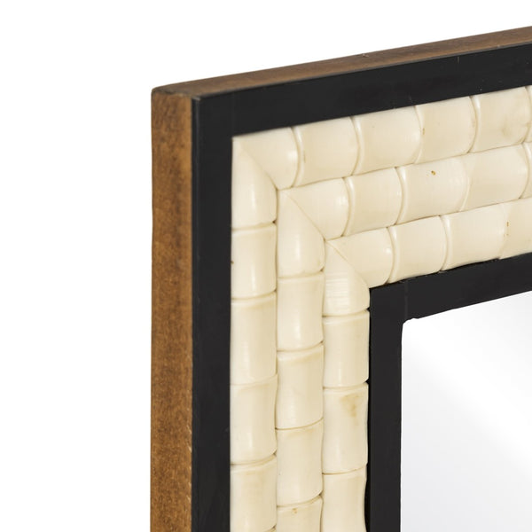 Atlas Sana Mirror - Elegant Rectangular Wall Decor with Glossy Ivory Finish and Striking Black Edges MI11078-01