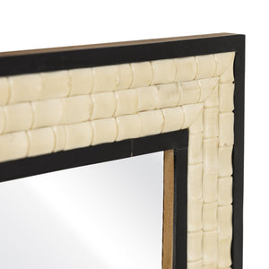 Atlas Sana Mirror - Elegant Rectangular Wall Decor with Glossy Ivory Finish and Striking Black Edges MI11078-01