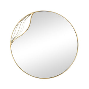 Atlas Stiller Round Wall Mirror with Brass Frame - Modern Rippled Design for Timeless Elegance and Style MI11079-01