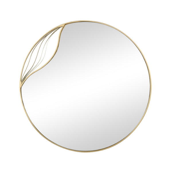 Atlas Stiller Round Wall Mirror with Brass Frame - Modern Rippled Design for Timeless Elegance and Style MI11079-01