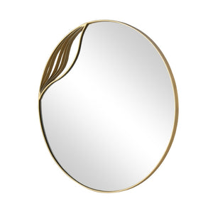 Atlas Stiller Round Wall Mirror with Brass Frame - Modern Rippled Design for Timeless Elegance and Style MI11079-01