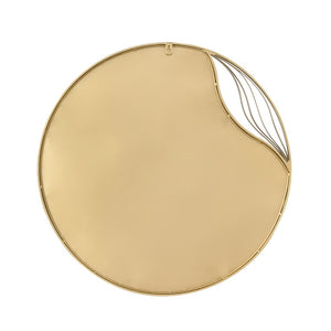 Atlas Stiller Round Wall Mirror with Brass Frame - Modern Rippled Design for Timeless Elegance and Style MI11079-01