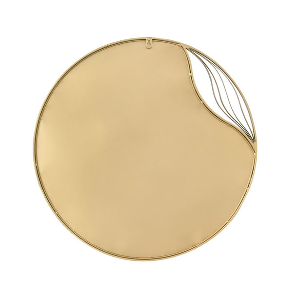 Atlas Stiller Round Wall Mirror with Brass Frame - Modern Rippled Design for Timeless Elegance and Style MI11079-01