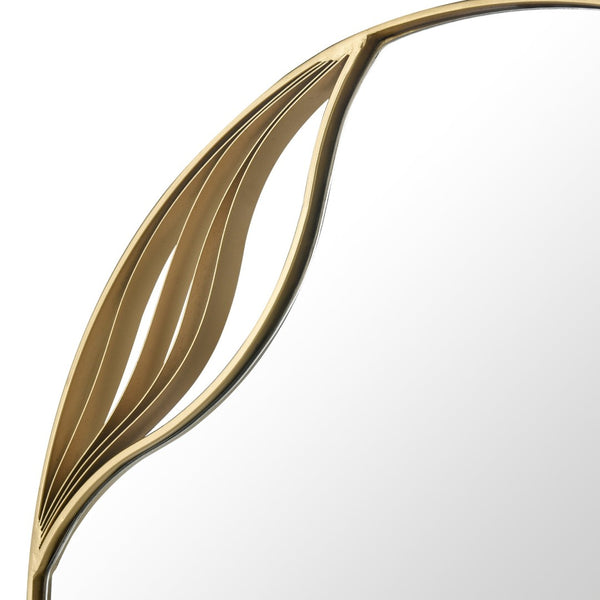 Atlas Stiller Round Wall Mirror with Brass Frame - Modern Rippled Design for Timeless Elegance and Style MI11079-01