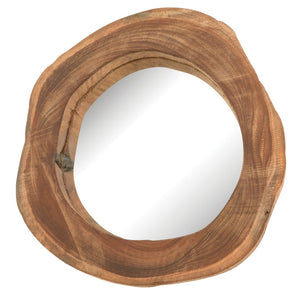 Atlas Teak Wood Wall Mirror Set of 3 - Artisan Round Frames with Unique Grain for Rustic Modern Decor MI11080-01S