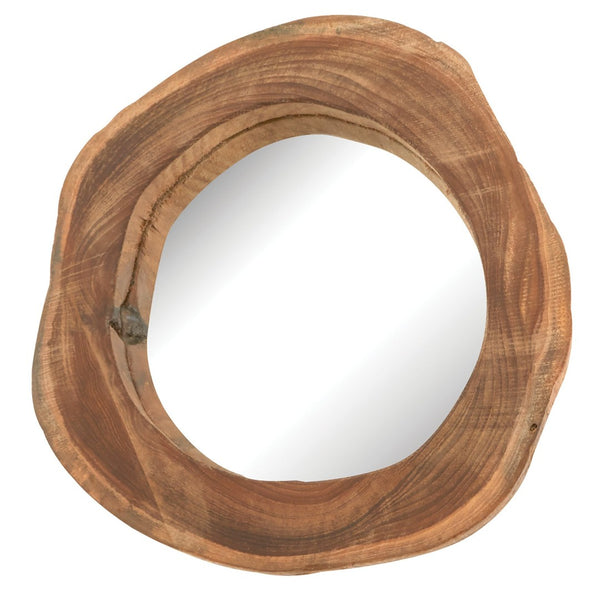 Atlas Teak Wood Wall Mirror Set of 3 - Artisan Round Frames with Unique Grain for Rustic Modern Decor MI11080-01S