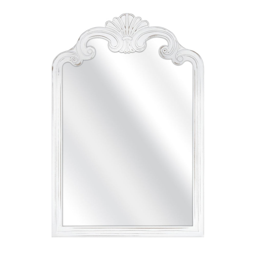 Atlas Terry Vintage-Style Wall Mirror - Distressed White Finish, Elegant Flourish Design for Any Room MI11082-01