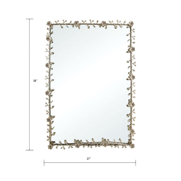 Atlas Violetta Mirror - Elegant Rectangular Wall Decor with Floral Motifs in Polished Nickel Finish MI11088-01