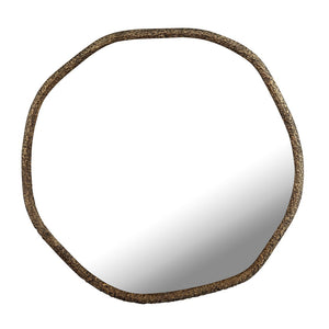 Atlas Warped Wall Mirror - Aged Brass Finish, Textured Round Design for Modern Decor & Entryway Elegance MI11089-01