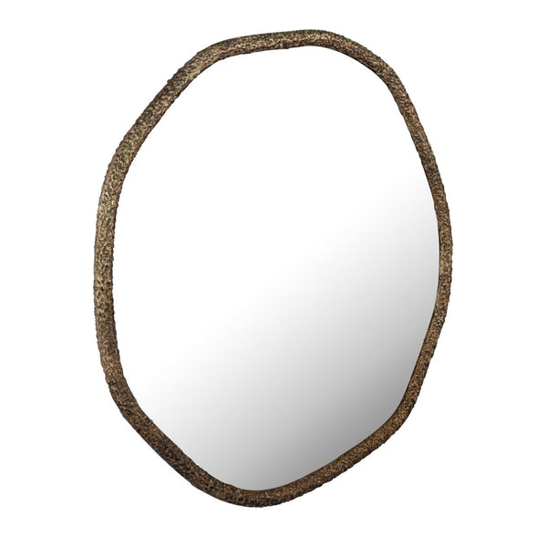 Atlas Warped Wall Mirror - Aged Brass Finish, Textured Round Design for Modern Decor & Entryway Elegance MI11089-01