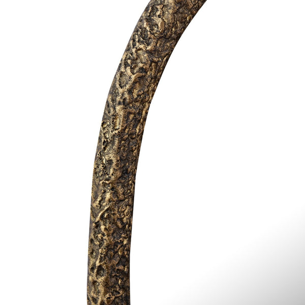 Atlas Warped Wall Mirror - Aged Brass Finish, Textured Round Design for Modern Decor & Entryway Elegance MI11089-01