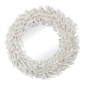 Atlas Whitebriar Handcrafted Wall Mirror with Snow White Sprig Garland - Minimalist Home Decor Accent Piece MI11090-01