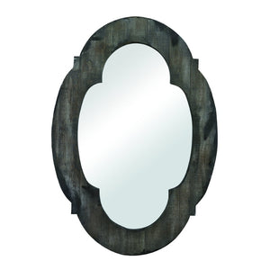 Atlas Wood Framed Wall Mirror - Rustic Aged Gray Design for Entryways, Living Rooms & Bedrooms MI11091-01