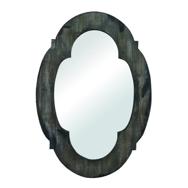 Atlas Wood Framed Wall Mirror - Rustic Aged Gray Design for Entryways, Living Rooms & Bedrooms MI11091-01