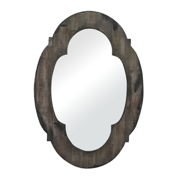 Atlas Wood Framed Wall Mirror - Rustic Aged Gray Design for Entryways, Living Rooms & Bedrooms MI11091-01