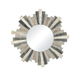 Atlas Chatham Light Wall Mirror - Rustic Coastal Charm with Sunburst Frame in Grey, Blue, and White Tones MI11100-01
