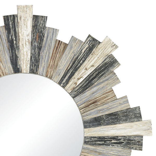Atlas Chatham Light Wall Mirror - Rustic Coastal Charm with Sunburst Frame in Grey, Blue, and White Tones MI11100-01