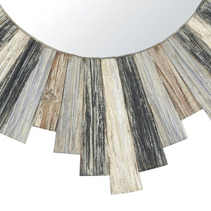 Atlas Chatham Light Wall Mirror - Rustic Coastal Charm with Sunburst Frame in Grey, Blue, and White Tones MI11100-01