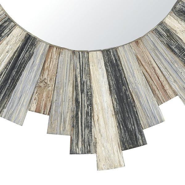 Atlas Chatham Light Wall Mirror - Rustic Coastal Charm with Sunburst Frame in Grey, Blue, and White Tones MI11100-01