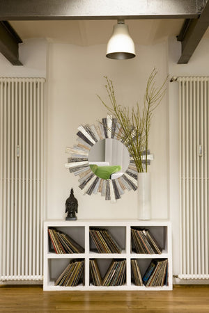 Atlas Chatham Light Wall Mirror - Rustic Coastal Charm with Sunburst Frame in Grey, Blue, and White Tones MI11100-01