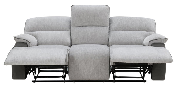 English Elm Steve Silver - Cyprus Plush Recliner Sofa Gray Two-Tone Cloud & Shadow Grey Fabric Pocketed Coil Memory Foam Comfort 85.5"L x 33.8"W x 29.5"H B081P157597