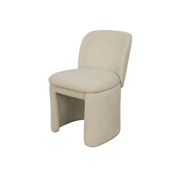 Mia Fully Upholstered Sculptural Dining Chair Curved Back Padded Seat Modern Polyester Fabric