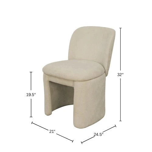 Mia Fully Upholstered Sculptural Dining Chair Curved Back Padded Seat Modern Polyester Fabric