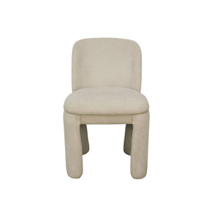 Mia Fully Upholstered Sculptural Dining Chair Curved Back Padded Seat Modern Polyester Fabric