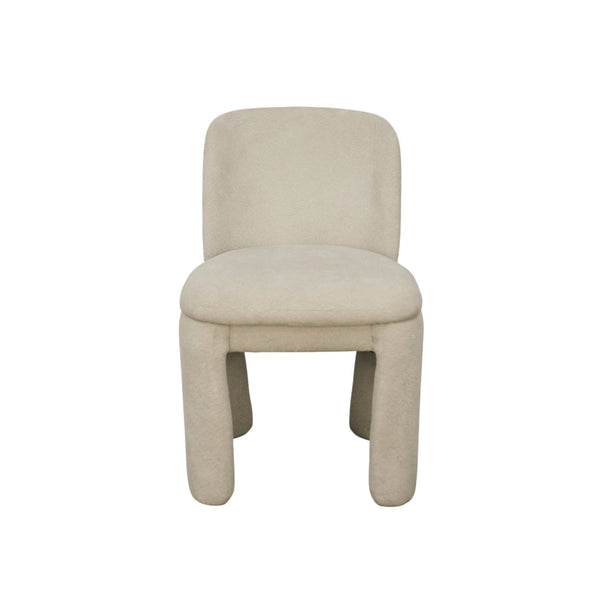 Mia Fully Upholstered Sculptural Dining Chair Curved Back Padded Seat Modern Polyester Fabric