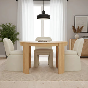 Mia Fully Upholstered Sculptural Dining Chair Curved Back Padded Seat Modern Polyester Fabric