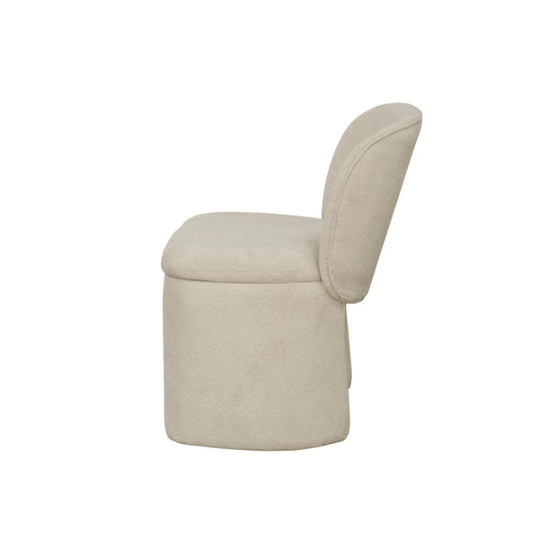 Mia Fully Upholstered Sculptural Dining Chair Curved Back Padded Seat Modern Polyester Fabric