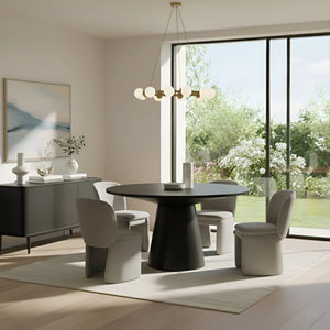 Mia Fully Upholstered Sculptural Dining Chair Curved Back Padded Seat Modern Polyester Fabric