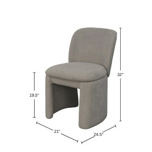 Mia Fully Upholstered Sculptural Dining Chair Curved Back Padded Seat Modern Polyester Fabric