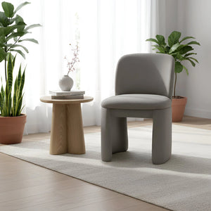 Alpine Furniture Mia Fully Upholstered Sculptural Dining Chair Curved Back Padded Seat Modern Polyester Fabric Warm Gray 3381DG-02