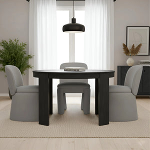 Mia Fully Upholstered Sculptural Dining Chair Curved Back Padded Seat Modern Polyester Fabric
