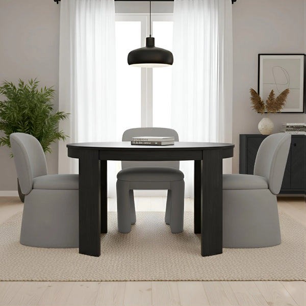 Mia Fully Upholstered Sculptural Dining Chair Curved Back Padded Seat Modern Polyester Fabric