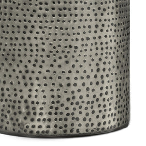 English Elm Corbin Handcrafted Hammered Metal Side Table — 16" Drum Accent Table with Durable Powder Coat Finish Gray B136P158999