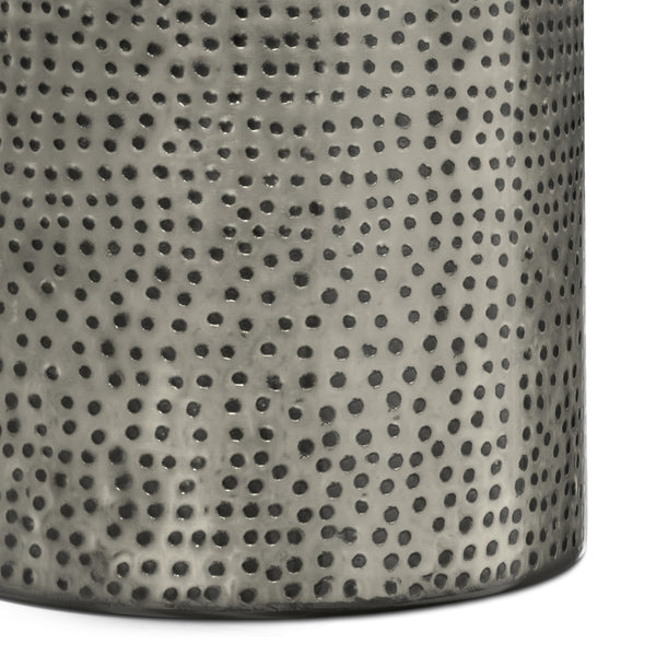 English Elm Corbin Handcrafted Hammered Metal Side Table — 16" Drum Accent Table with Durable Powder Coat Finish Gray B136P158999